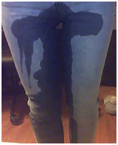 pissed my jeans on skype tight blue jeans wetting live 00