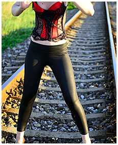 shiny tights on railroad track 1