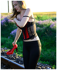 shiny tights on railroad track 4