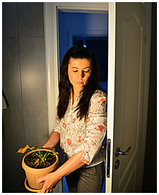 office lady pees in her pants while trying to water office plant 3