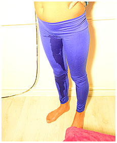 Erica wakes up to wet her purple tights
