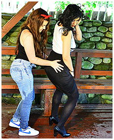 two girls pee on eachother wetting pantyhose and jeans 02