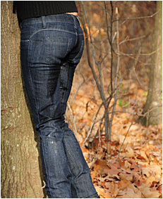 antonia pees her jeans tied to a tree wetting her jeans 03