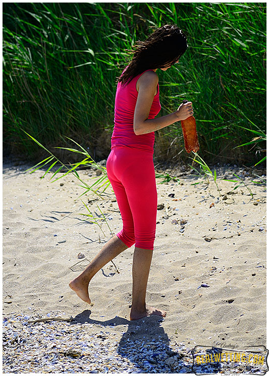 Drunk girl on the beach