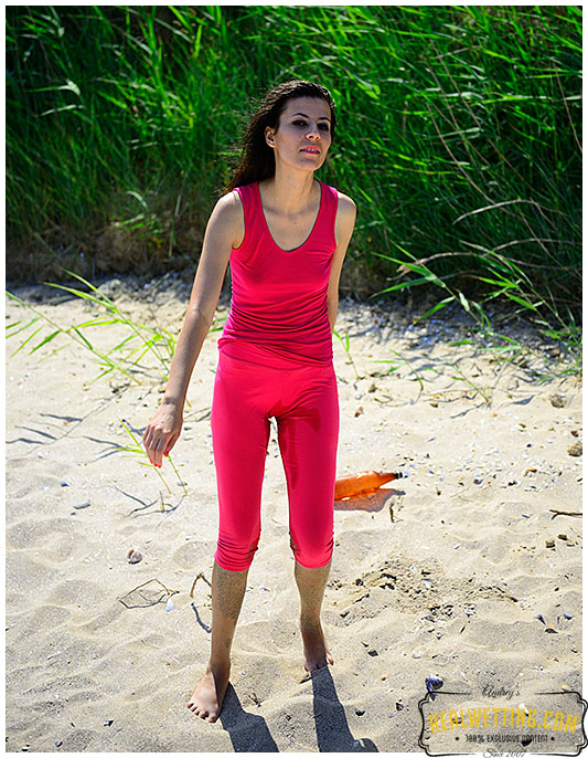 Drunk girl on the beach