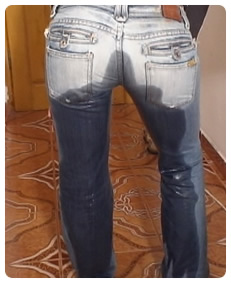 girl pissing her jeans in desperation full bladder