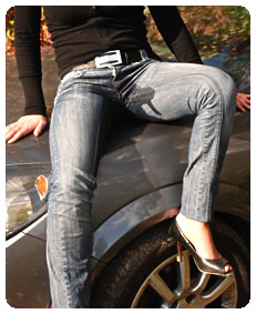 jeans wetting pissing herself washing her car